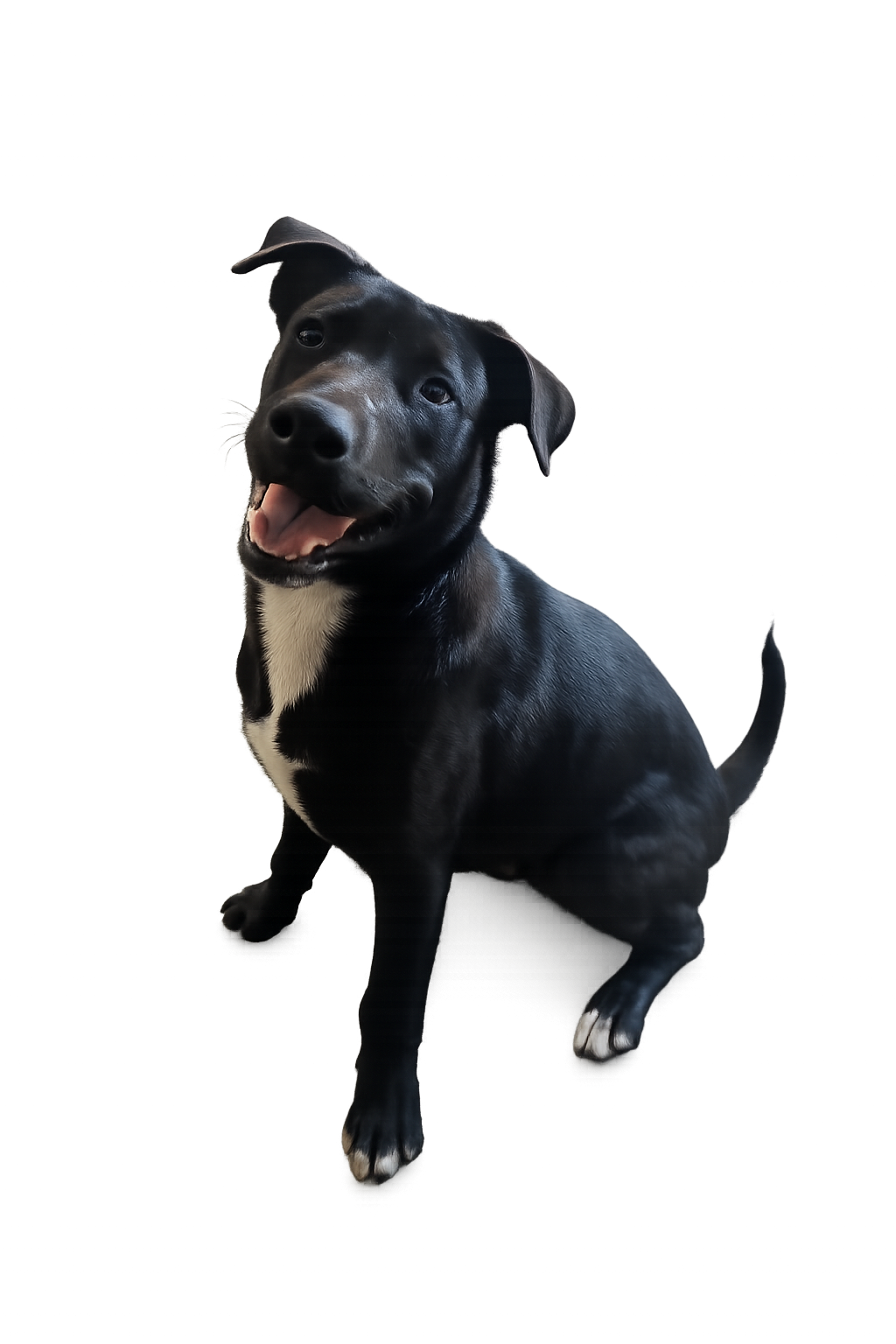 Franklin, a rescued dog in their forever home